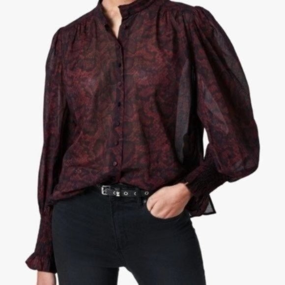 All Saints Tops - AllSaints Leonor Stanza Snake Print Button Down